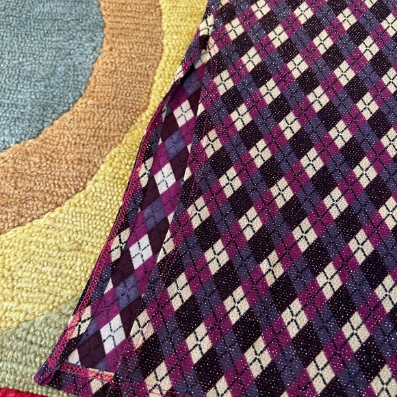 10 for $15 Top Secret Y2K Argyle Pattern Glitter Belted Long Skirt Side Slit - Picture 7 of 8